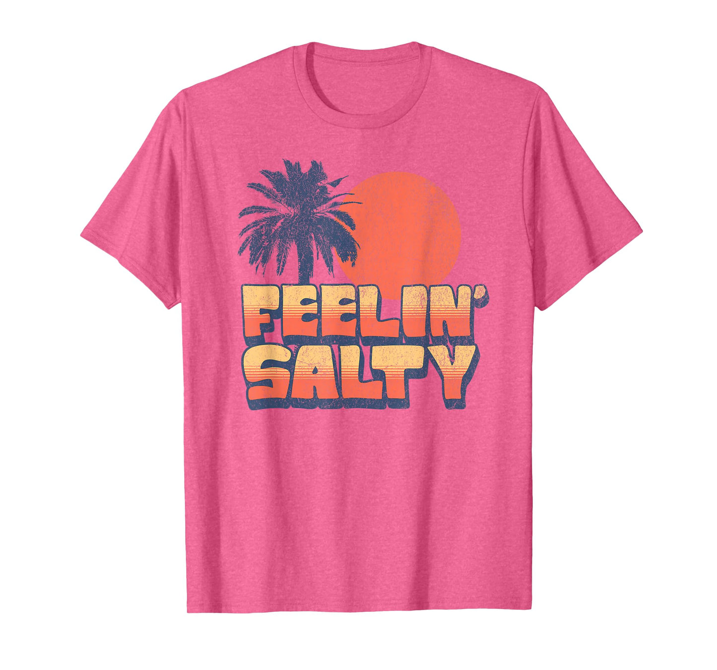 Funny Feelin Salty Retro Sunset Palm Tree Vintage Vacation T-Shirt