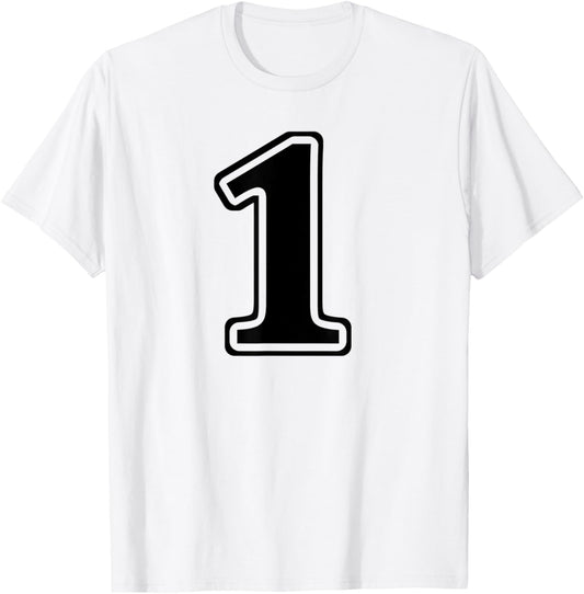 White 1 Number One Team Birthday Sport Uniform T-Shirt - T-Shirt | White