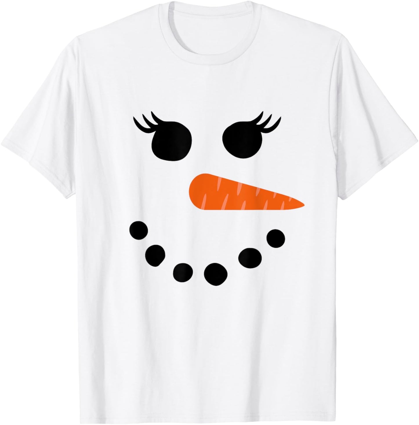 Snowman Shirt Eyelashes Glasses Christmas Winter T-Shirt - T-Shirt | White