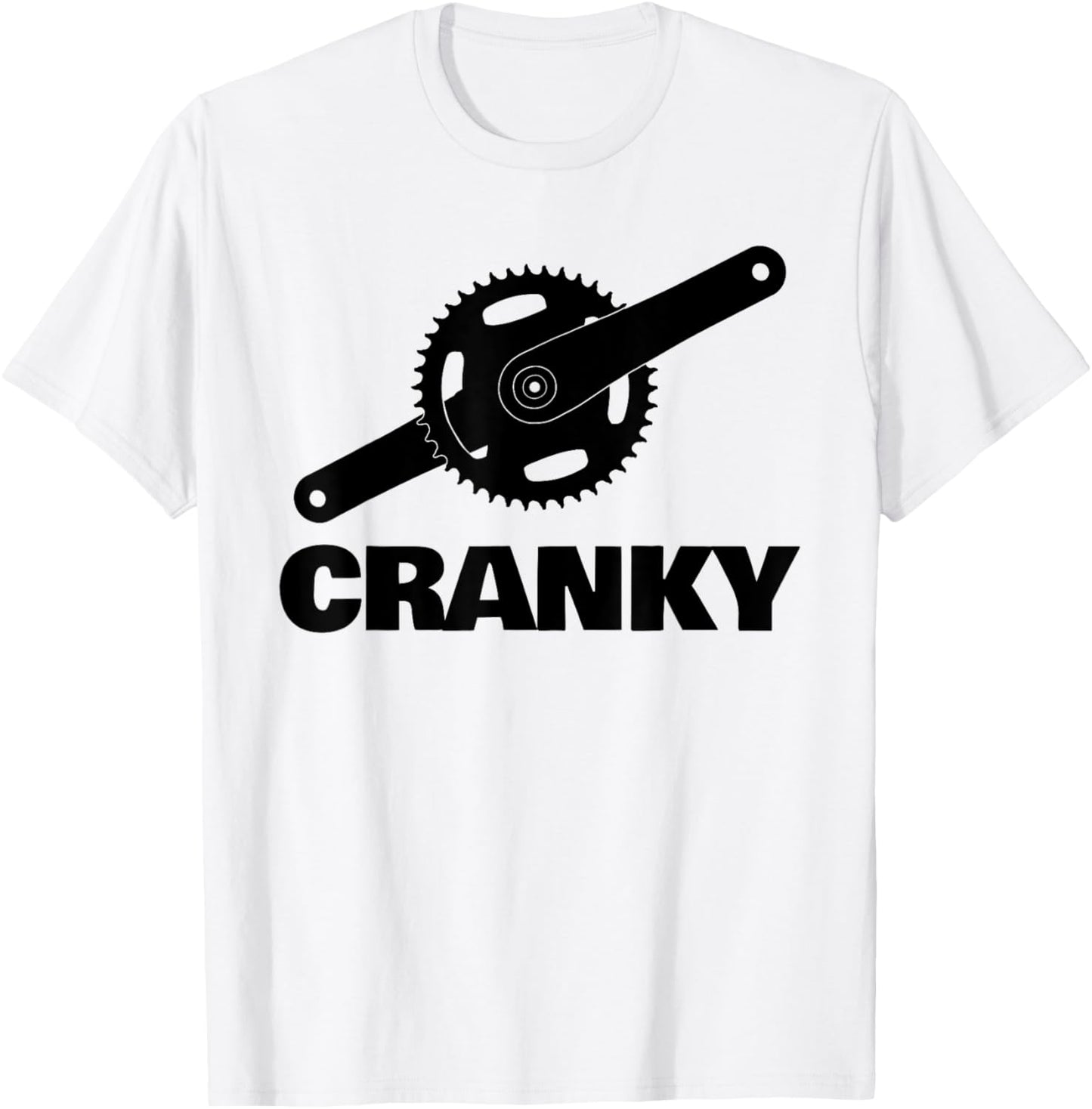 Cranky funny Bicycle Lover pun with Bicycle Crank T-Shirt - T-Shirt | White