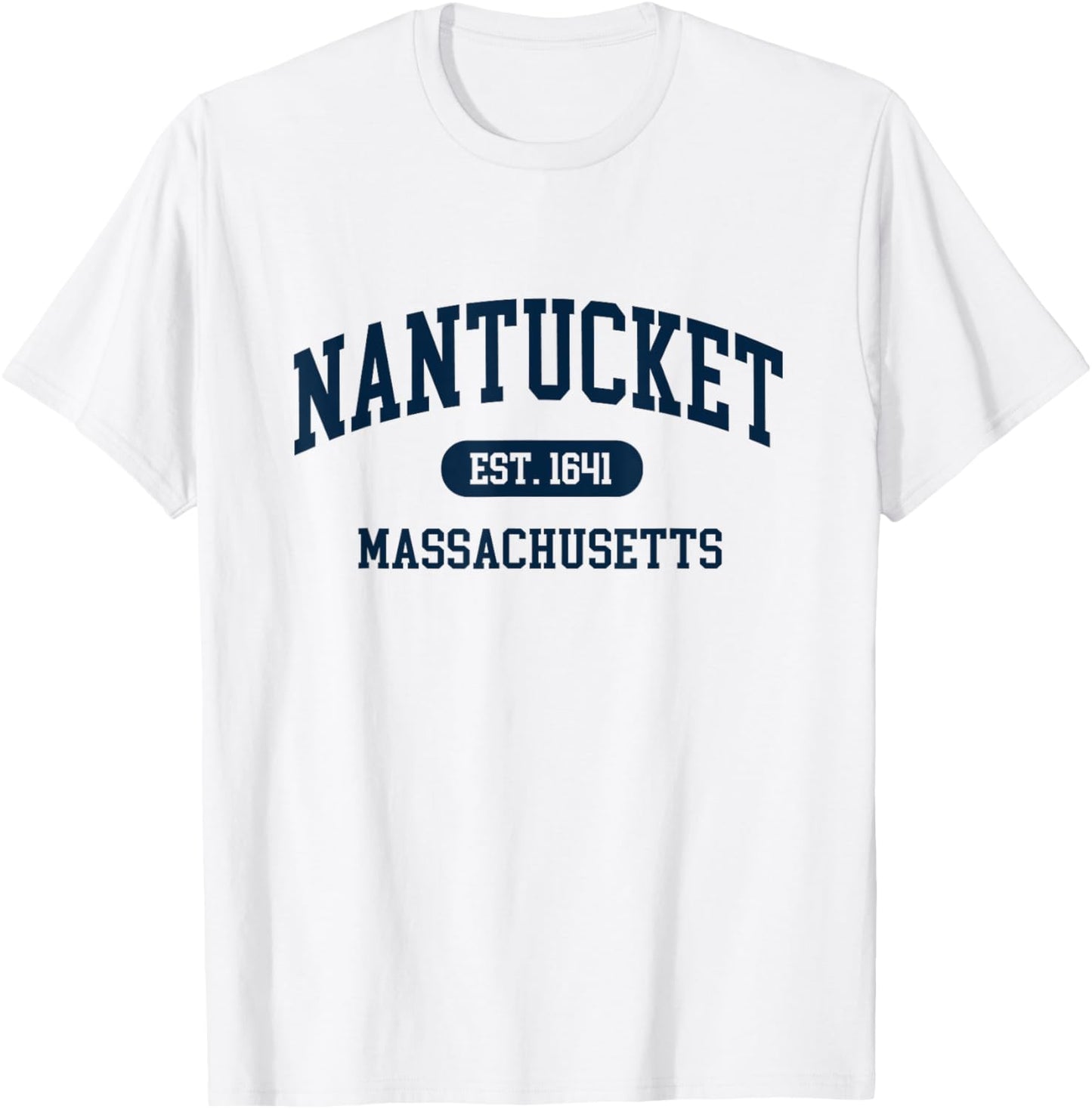 Nantucket Est 1641 Massachusetts MA Retro Varsity Style T-Shirt - T-Shirt | White