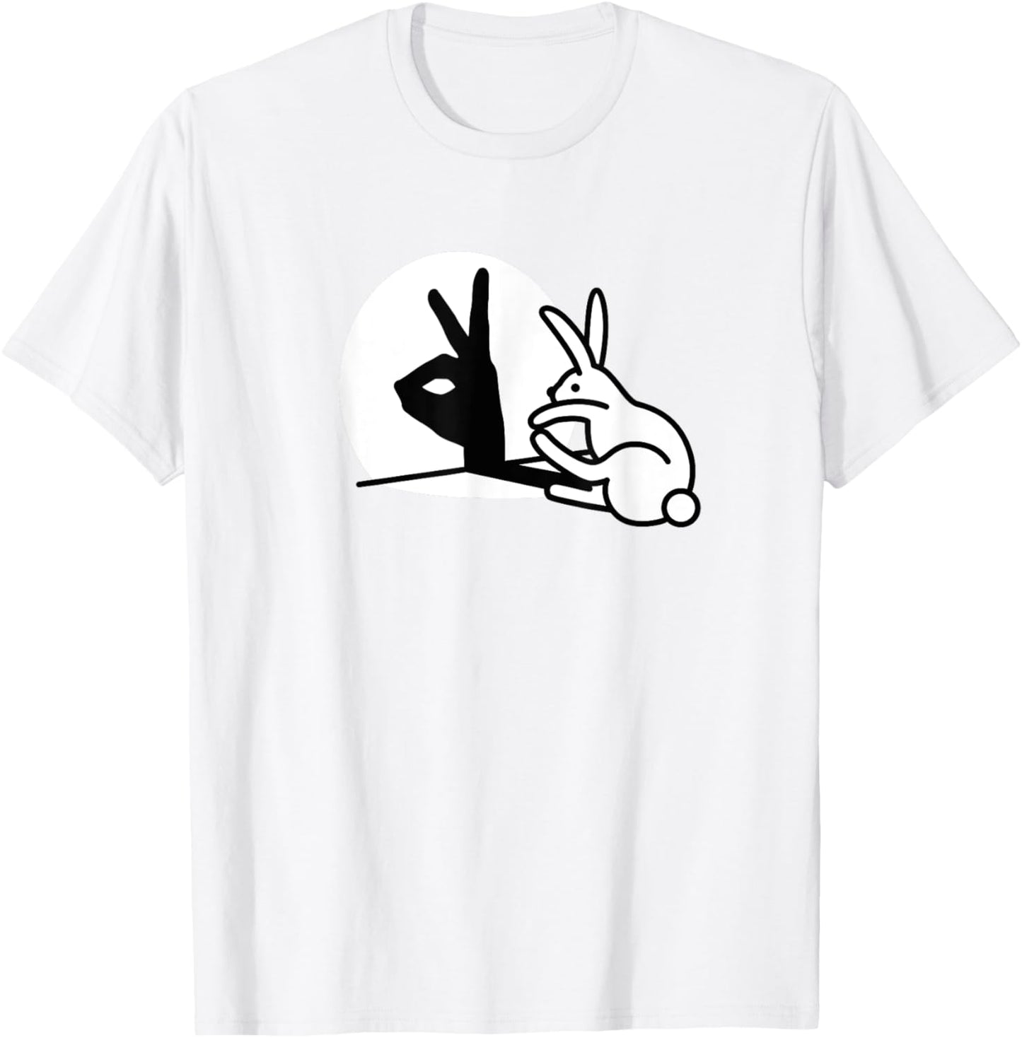 Funny Rabbit hand shadow puppets bunny figure pop art T-Shirt - T-Shirt | White