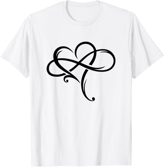 Cute Heart for Valentine's Day with Infinity Symbol in love T-Shirt - T-Shirt | White