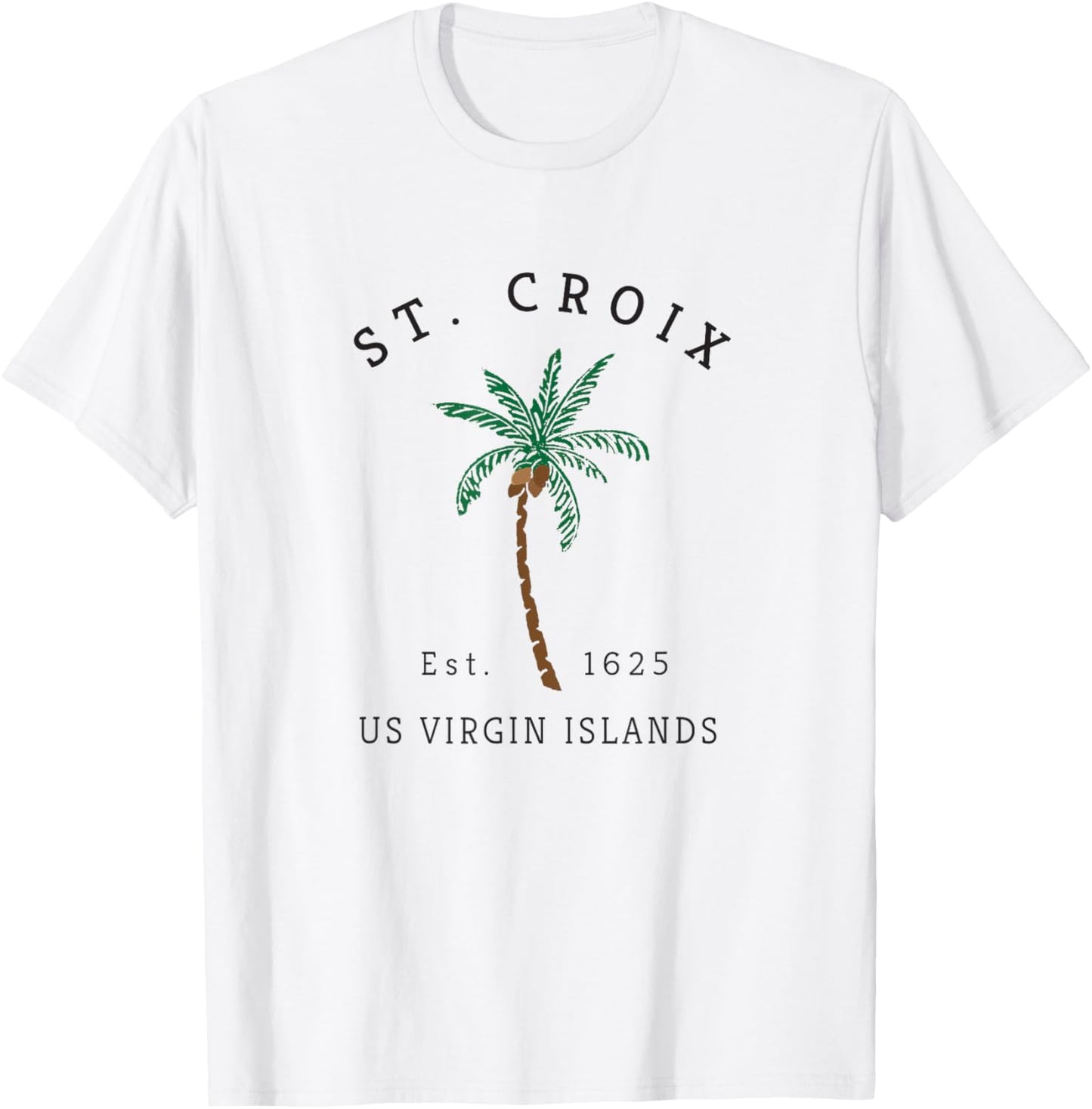 St. Croix USVI Colorful Palm Tree Retro Novelty Art T-Shirt - T-Shirt | White