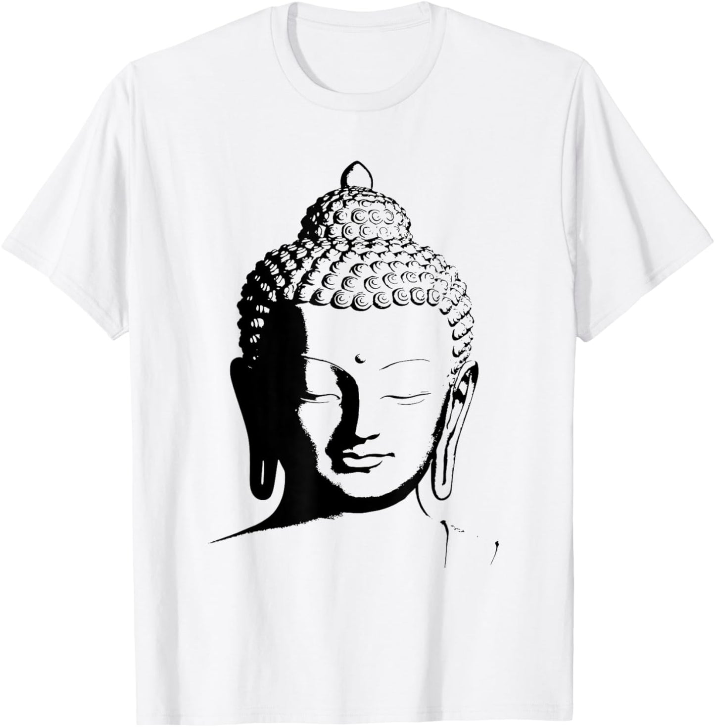 Zen Buddha Head Buddhism Graphic Meditation Spiritual Design T-Shirt - T-Shirt | White
