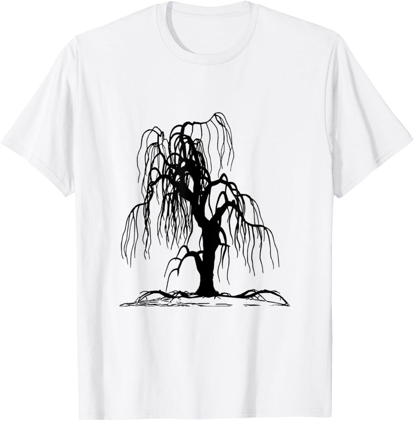 Weeping Willow Black Tree T-Shirt - T-Shirt | White