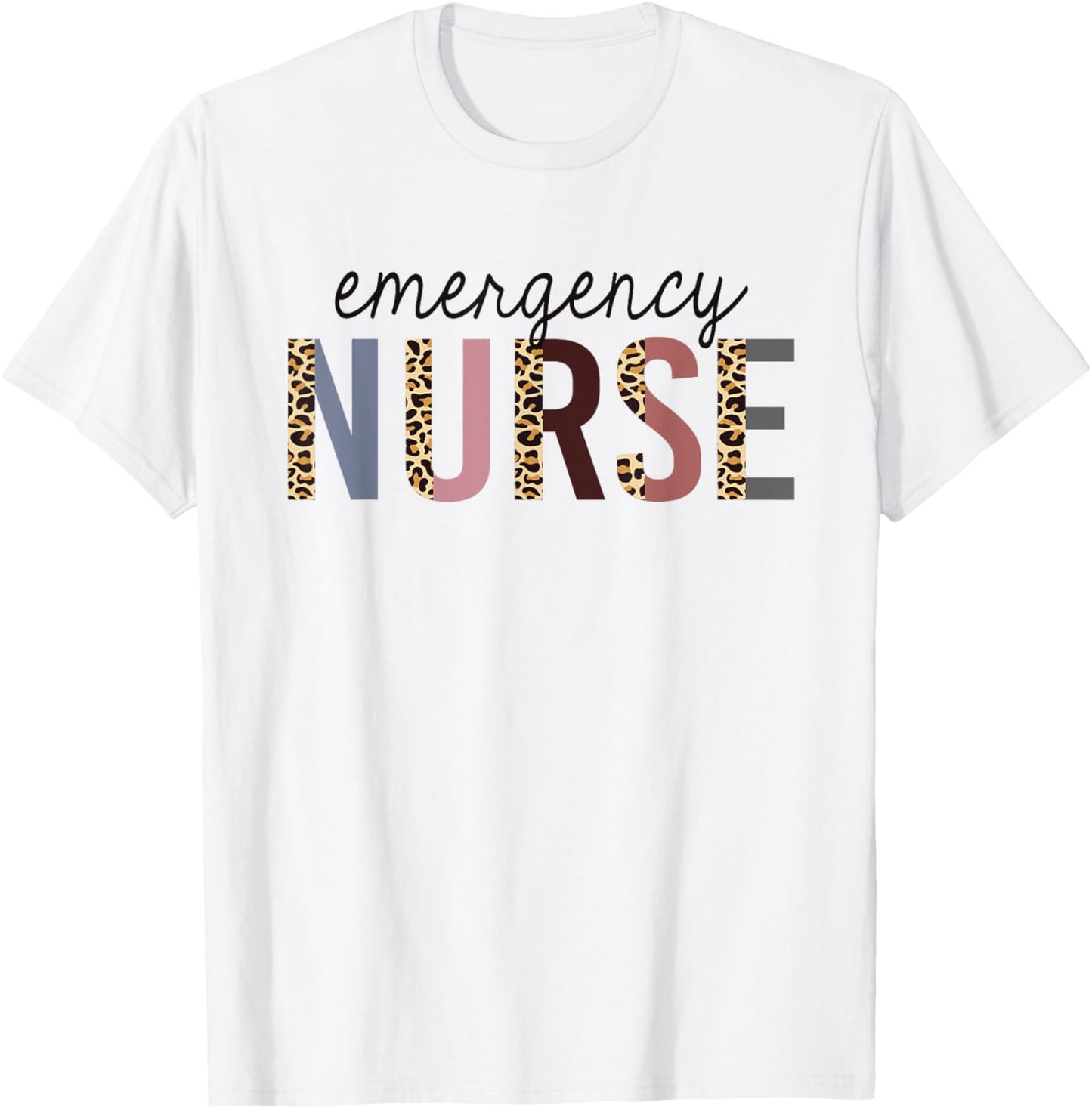 Emergency Nurse Leopard Print ER Nurse Nursing School Women T-Shirt - T-Shirt | White