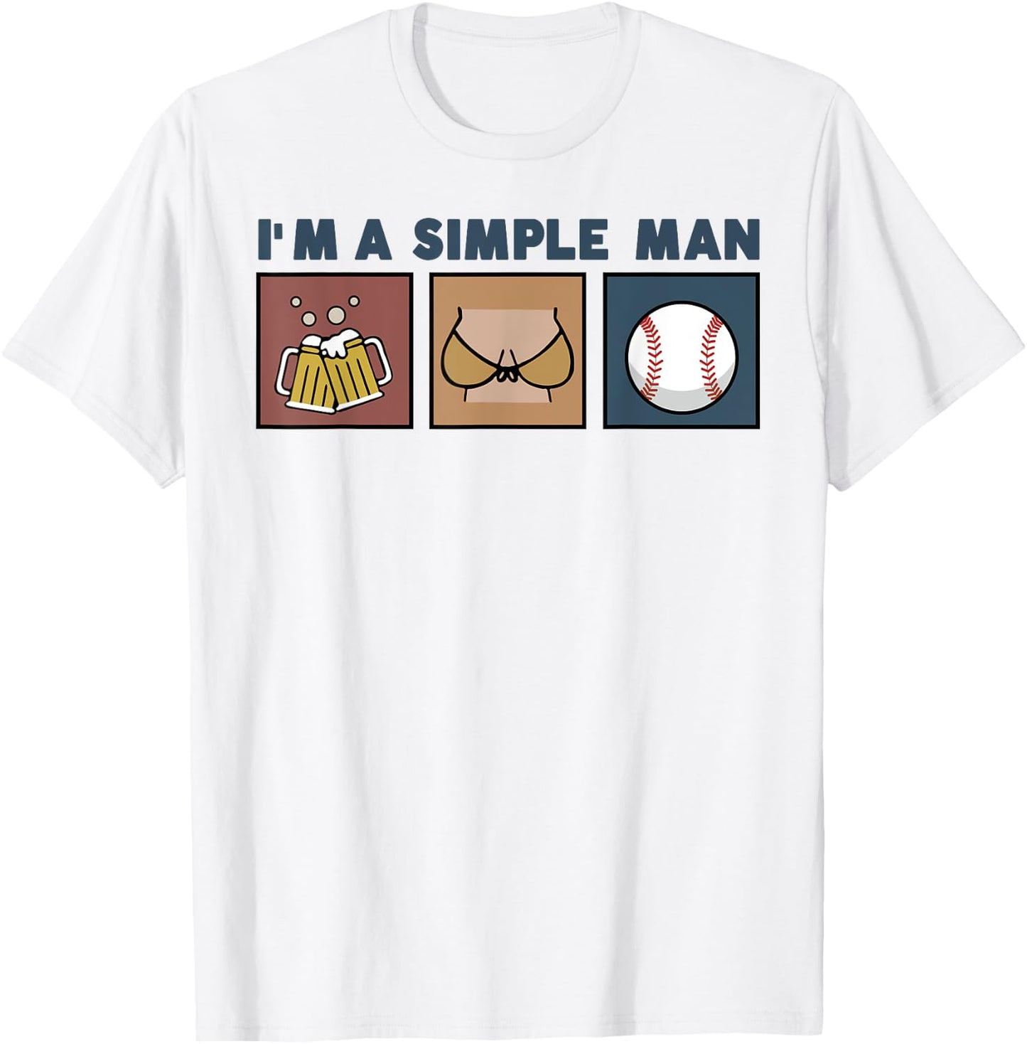I'm A Simple Man Beer Boobs Baseball T-Shirt - T-Shirt | White