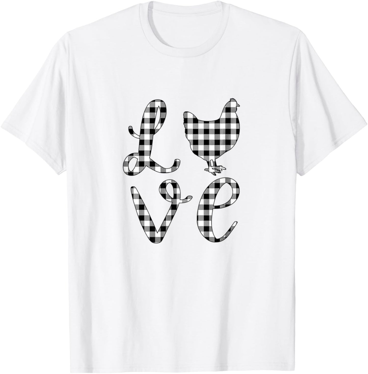 Chicken Lover Farm Country Mom Black White Rustic Gingham T-Shirt - T-Shirt | White