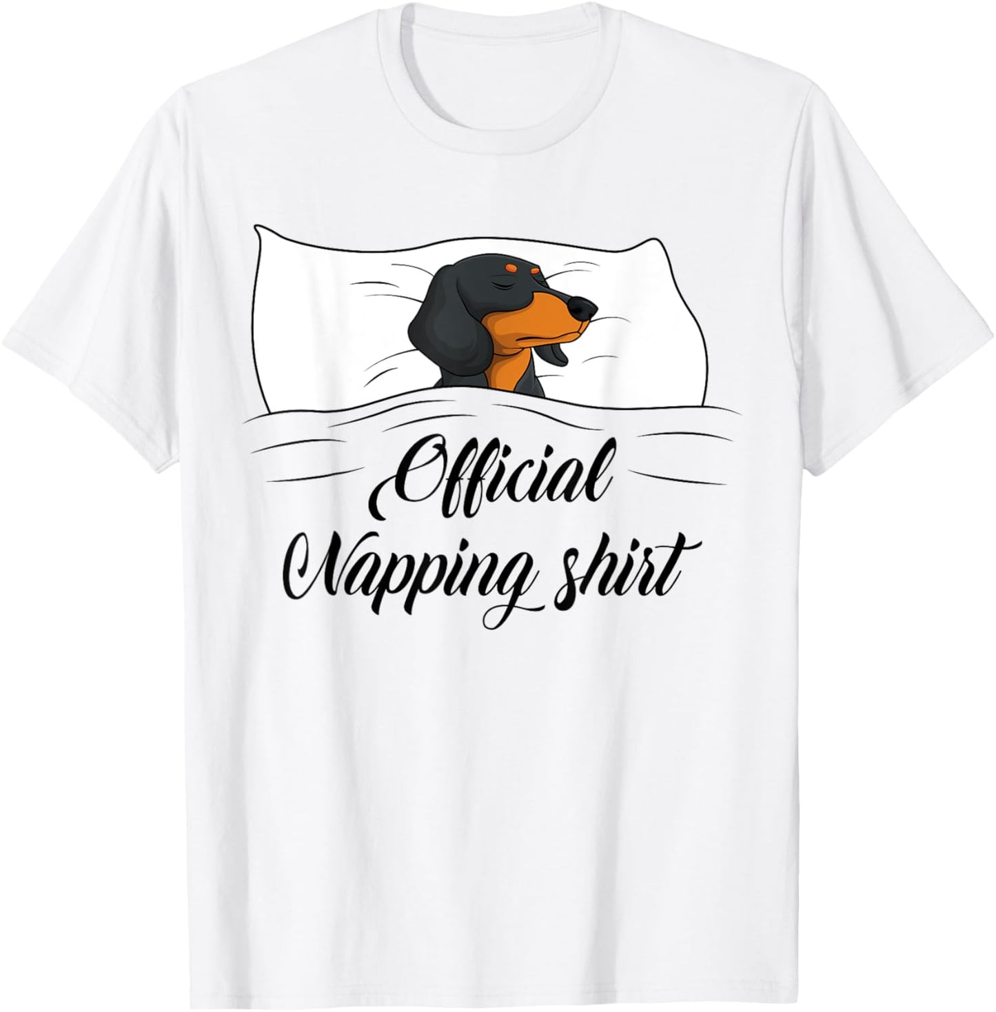 Sleeping Dachshund Pyjamas Dog Lover Gift Official Napping T-Shirt - T-Shirt | White