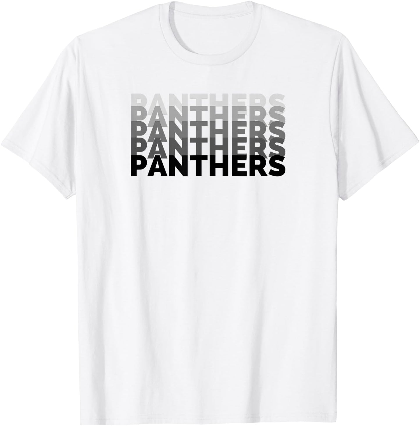 Panther Repeated Black Gray Text High School Spirit Fan Wear T-Shirt - T-Shirt | White
