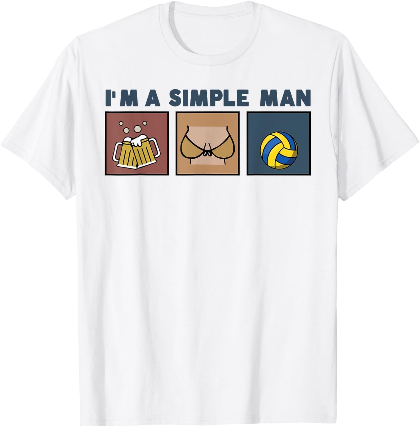 I'm A Simple Man Beer Boobs Volleyball T-Shirt - T-Shirt | White