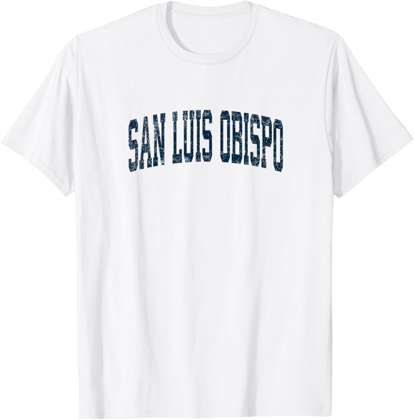 San Luis Obispo California CA Vintage Athletic Sports Navy D T-Shirt - T-Shirt | White