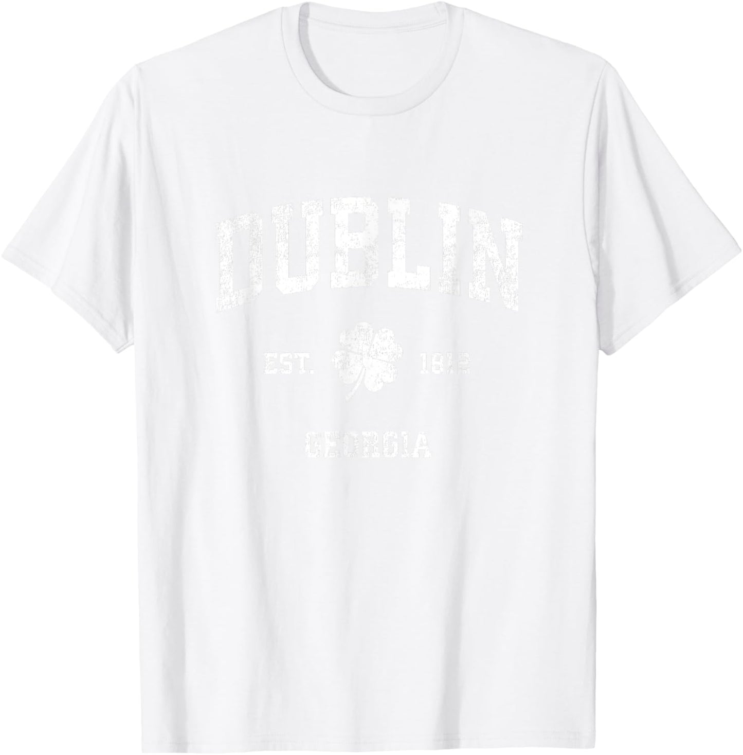 Dublin Georgia Vintage Shamrock Sports T-Shirt - T-Shirt | White