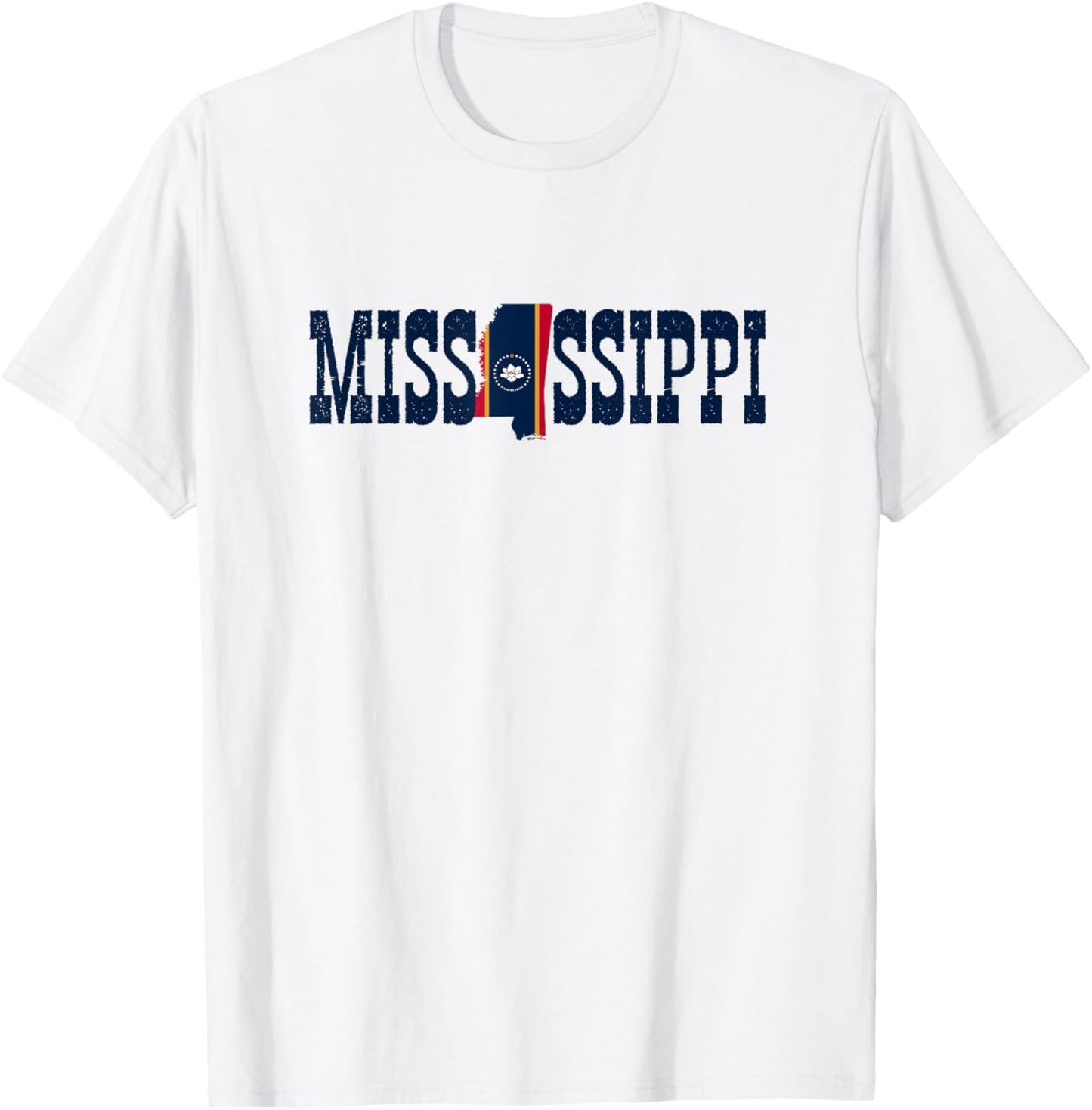 Jersey Mississippi Clothing Souvenir Men Mississippi State and Mississippi Flag Pride T-Shirt - T-Shirt | White