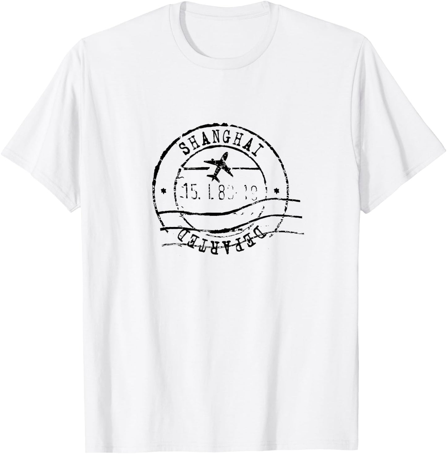Shanghai China Travel Vintage Passport Stamp T-Shirt - T-Shirt | White