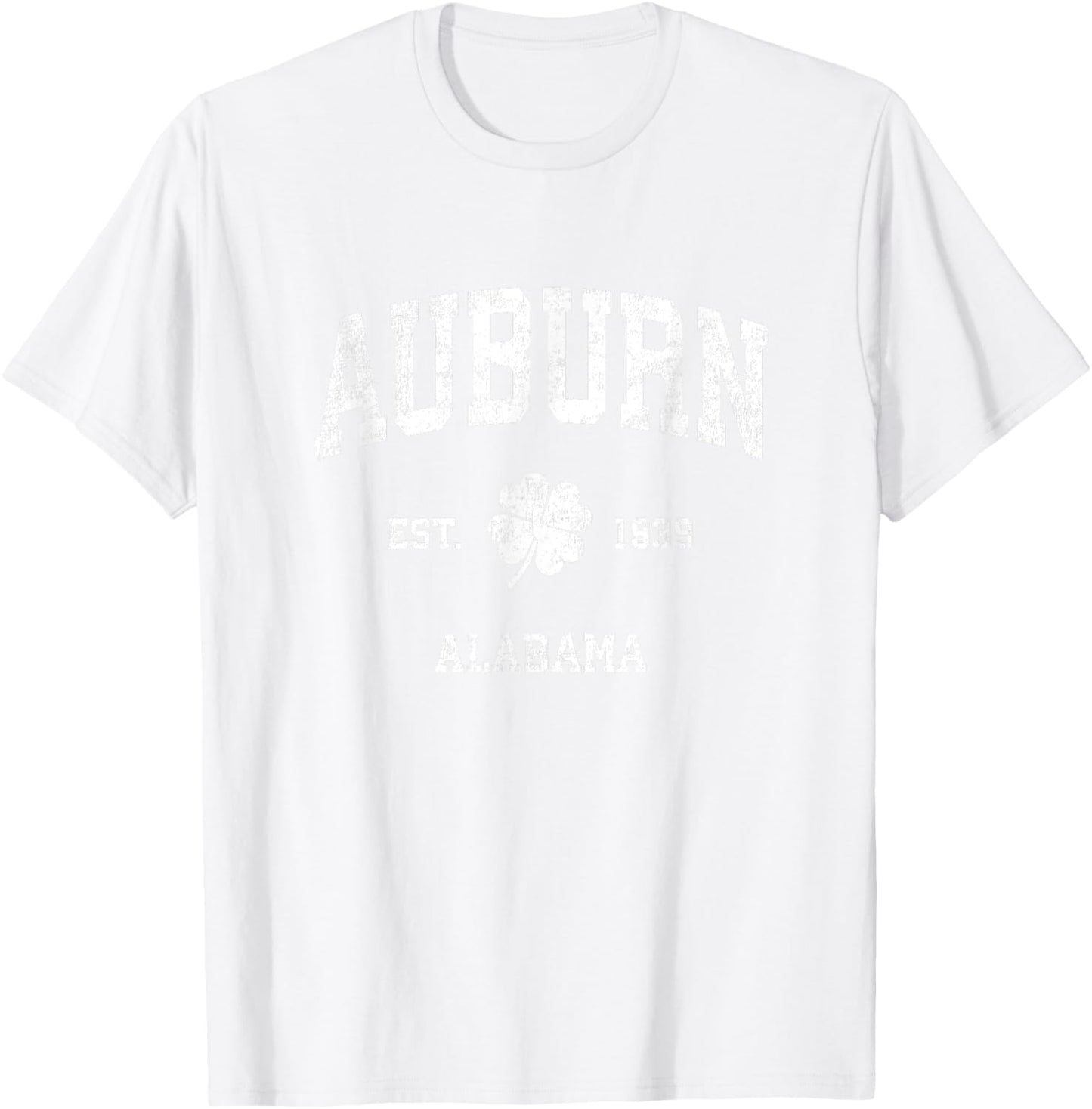 Auburn Alabama Vintage Shamrock Sports T-Shirt - T-Shirt | White
