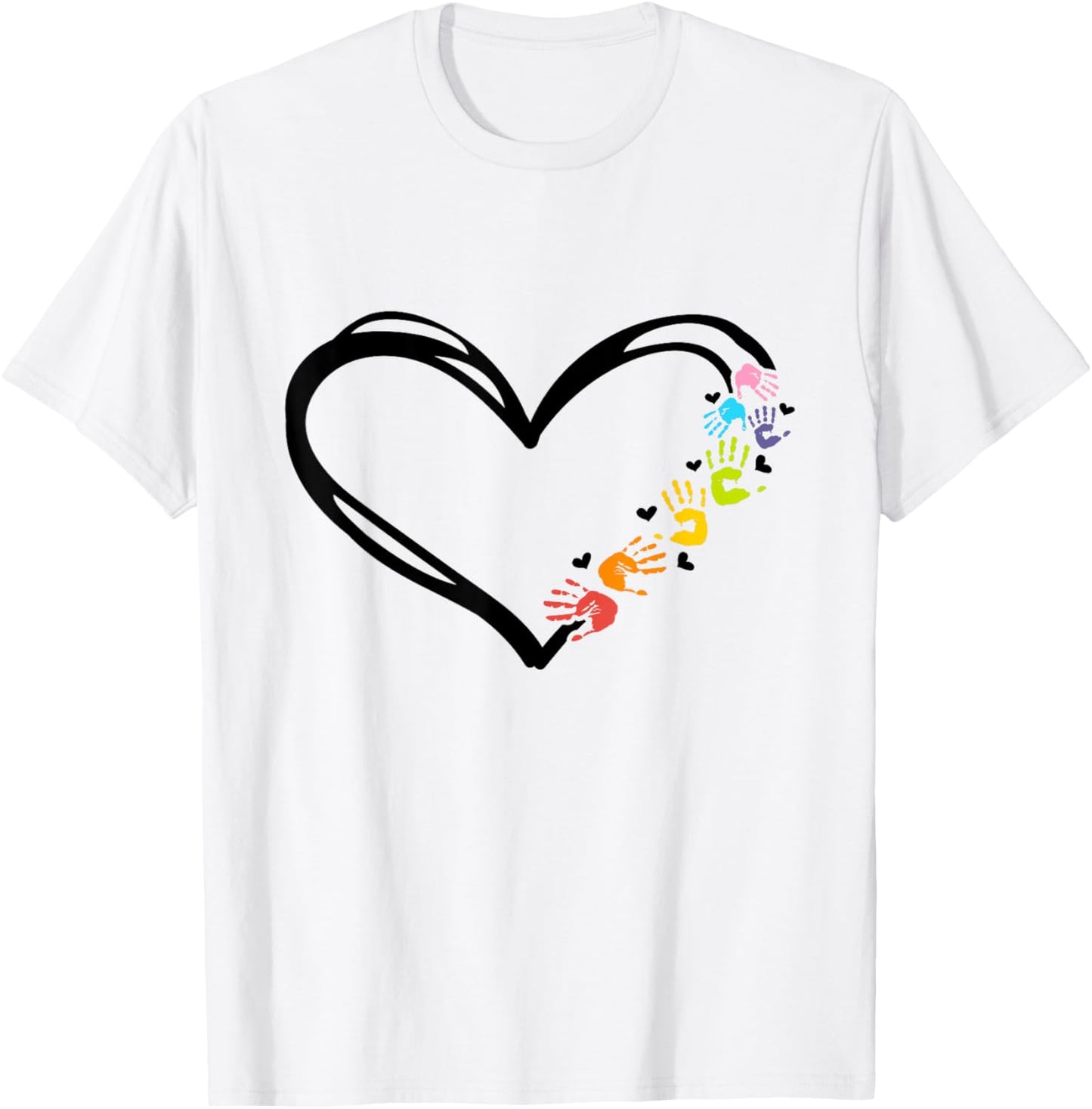 Daycare Provider Heart Hand Prints T-Shirt - T-Shirt | White