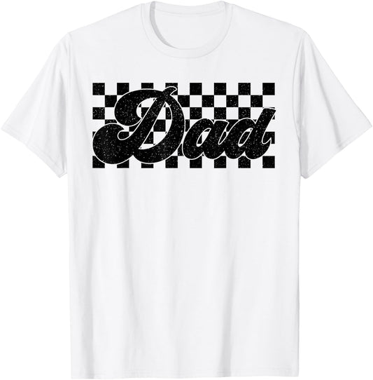 Funny Retro Checkered Dad For Father's Fatherhood ,Dad Life T-Shirt - T-Shirt | White