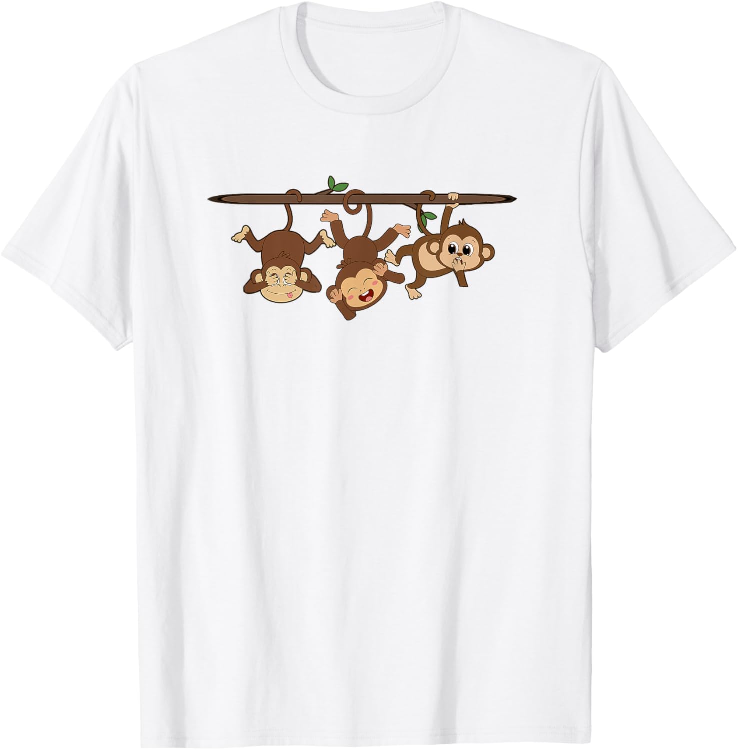 Hear See Speak No Evil Japanese Proverb Design -Adults, -Kids White Short Sleeve Cotton 60%, Polyester 40% Monkey T-Shirt - T-Shirt | White