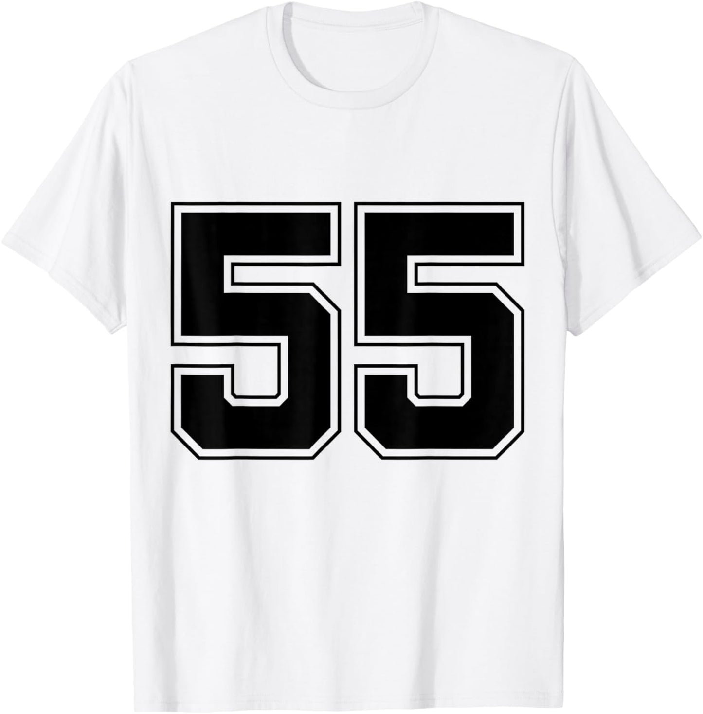 Number 55 Big Bold Capital Varsity Alphabet Monogram T-Shirt - T-Shirt | White
