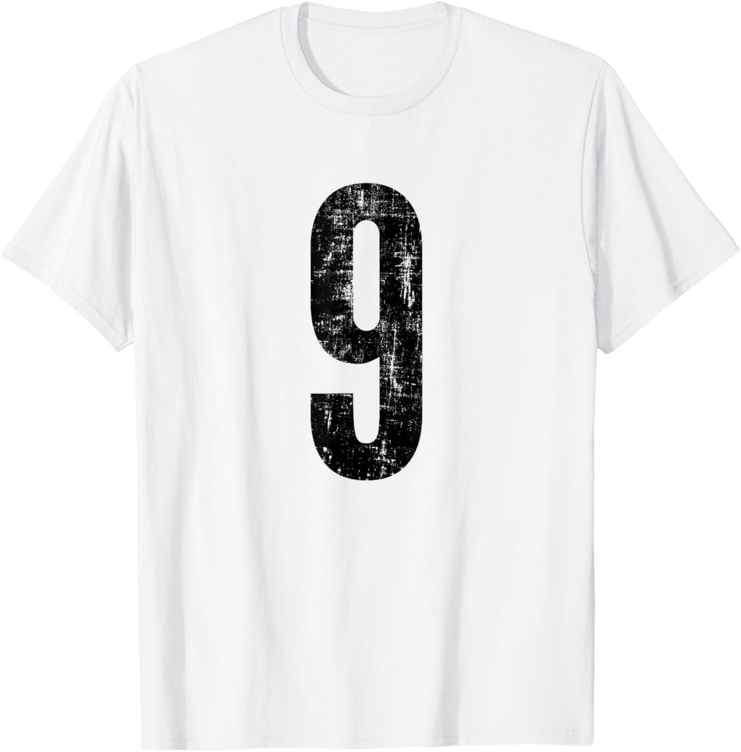 Number 9 Nine Distressed Vintage Sports Training Practice T-Shirt - T-Shirt | White