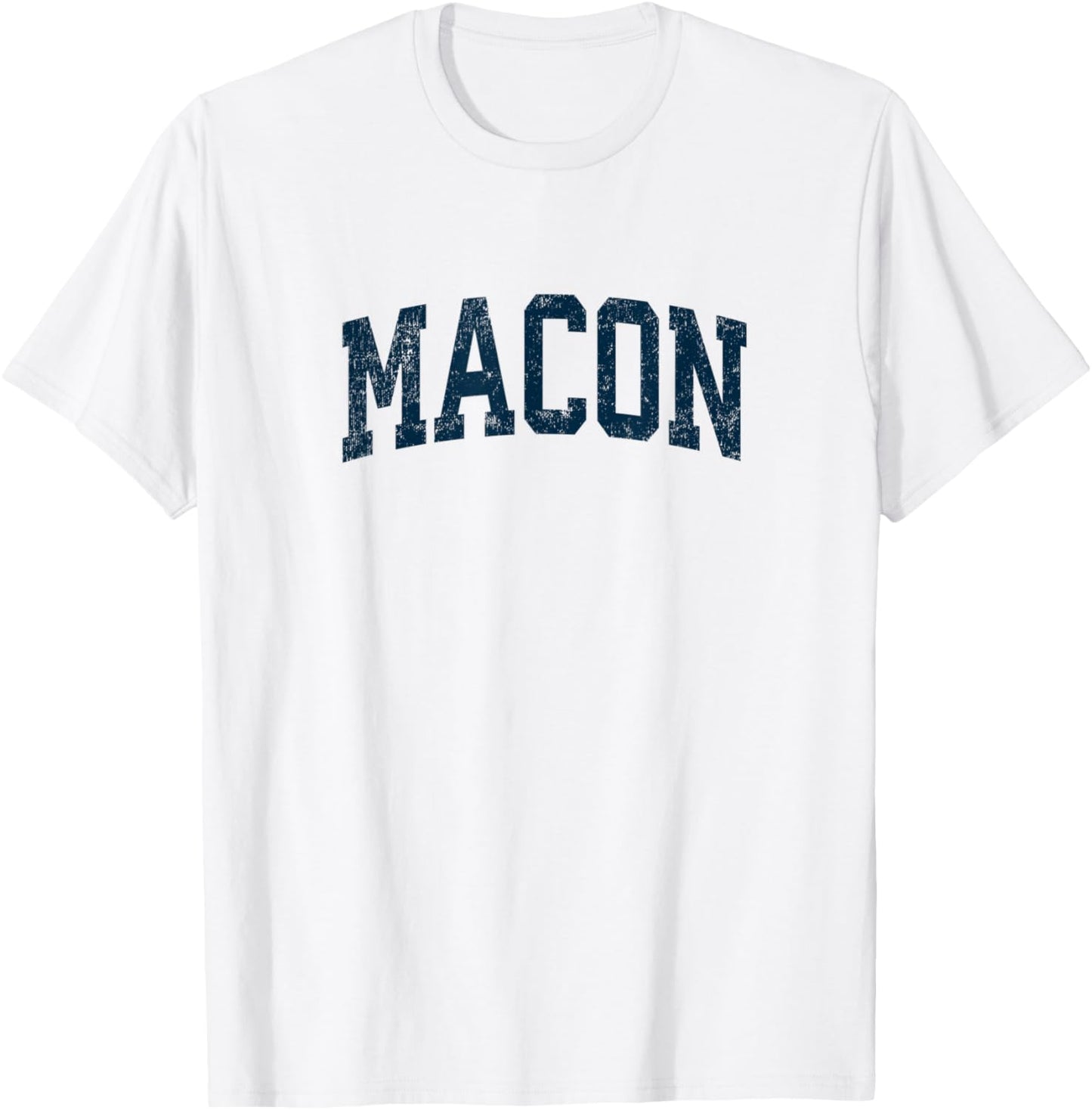 Macon Georgia GA Vintage Athletic Sports Navy Design T-Shirt - T-Shirt | White