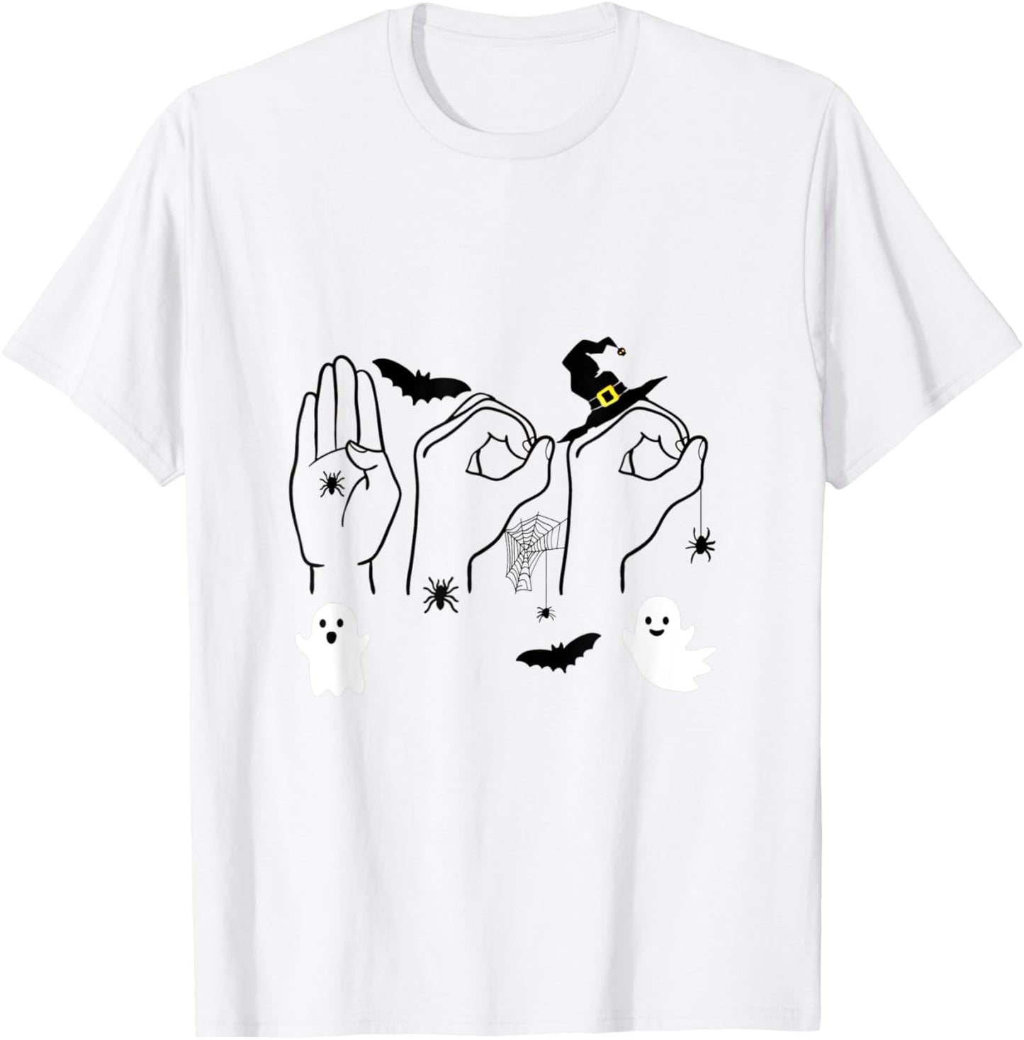 Boo ASL American Sign Language Halloween Costume T-Shirt - T-Shirt | White