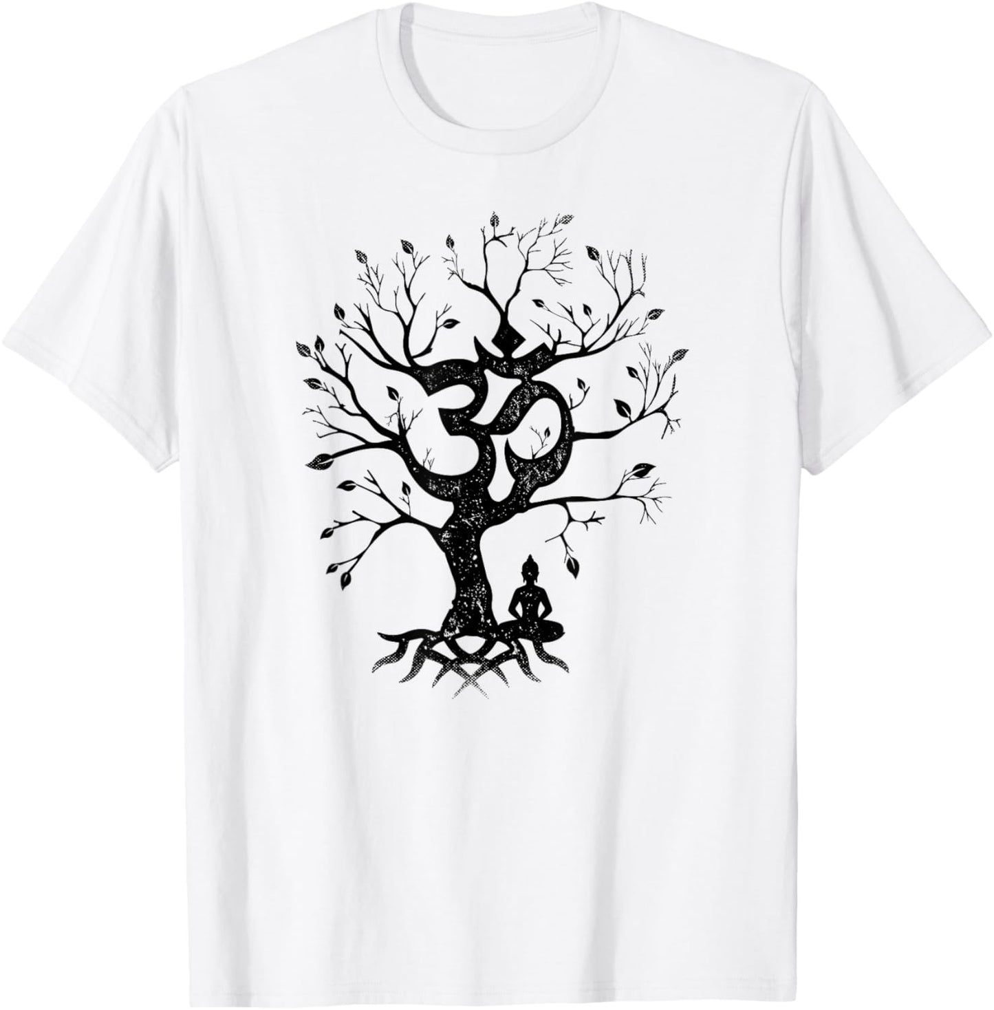 Tree of Life and Ohm Symbol Design or Men Om T-Shirt - T-Shirt | White