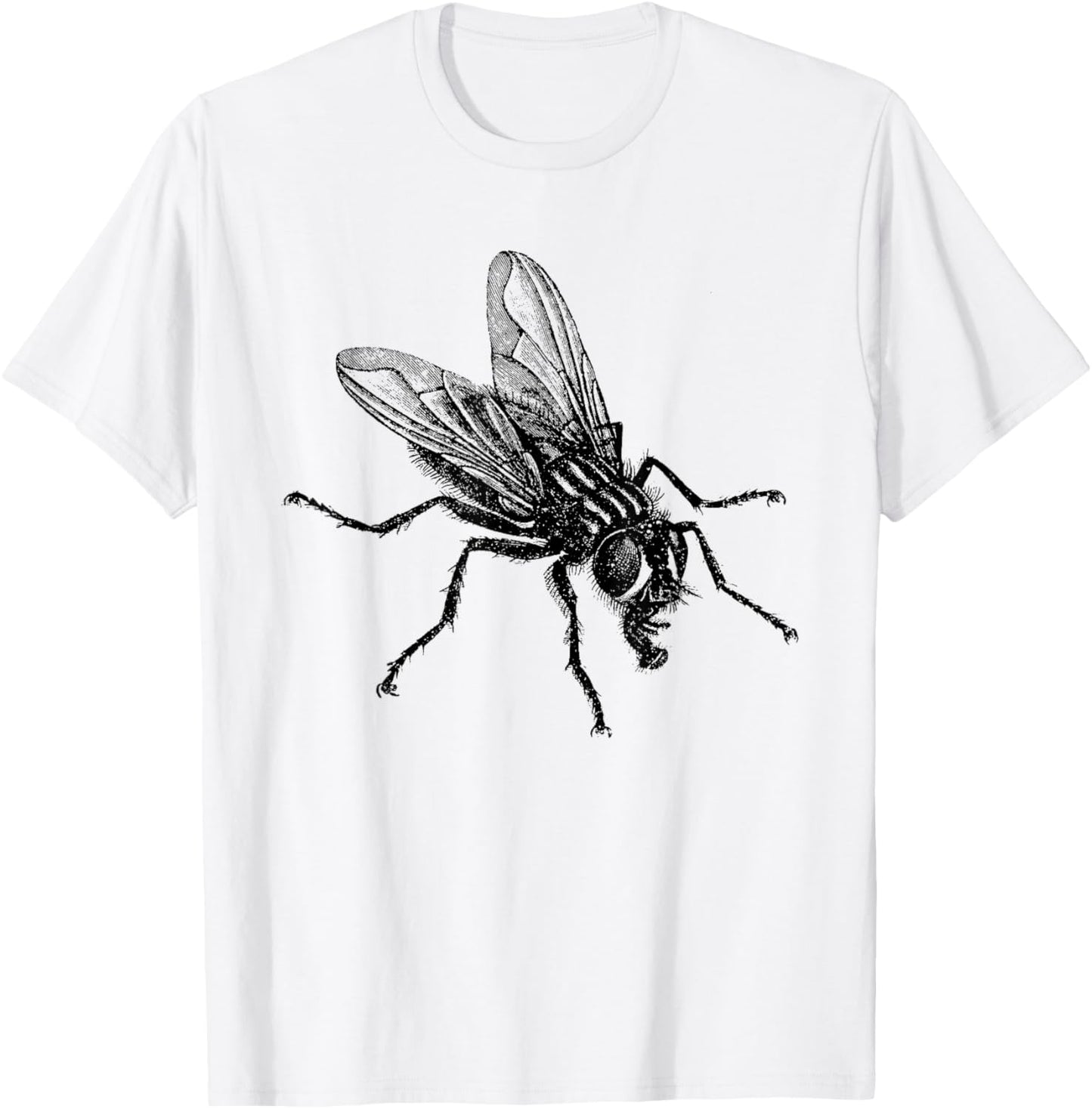 Vintage Housefly Print T-Shirt - T-Shirt | White