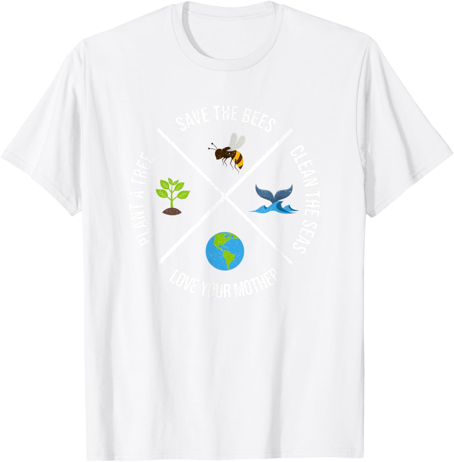 Happy Earth Day Plant Trees Clean Seas Save Bees Fun Science T-Shirt - T-Shirt | White