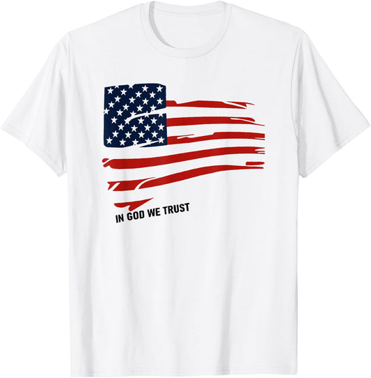 in god we trust american flag Women Men T-Shirt - T-Shirt | White