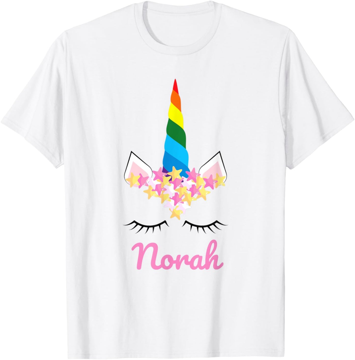 Cute Girls Unicorn Personalized Norah Rainbow Unicorn T-Shirt - T-Shirt | White