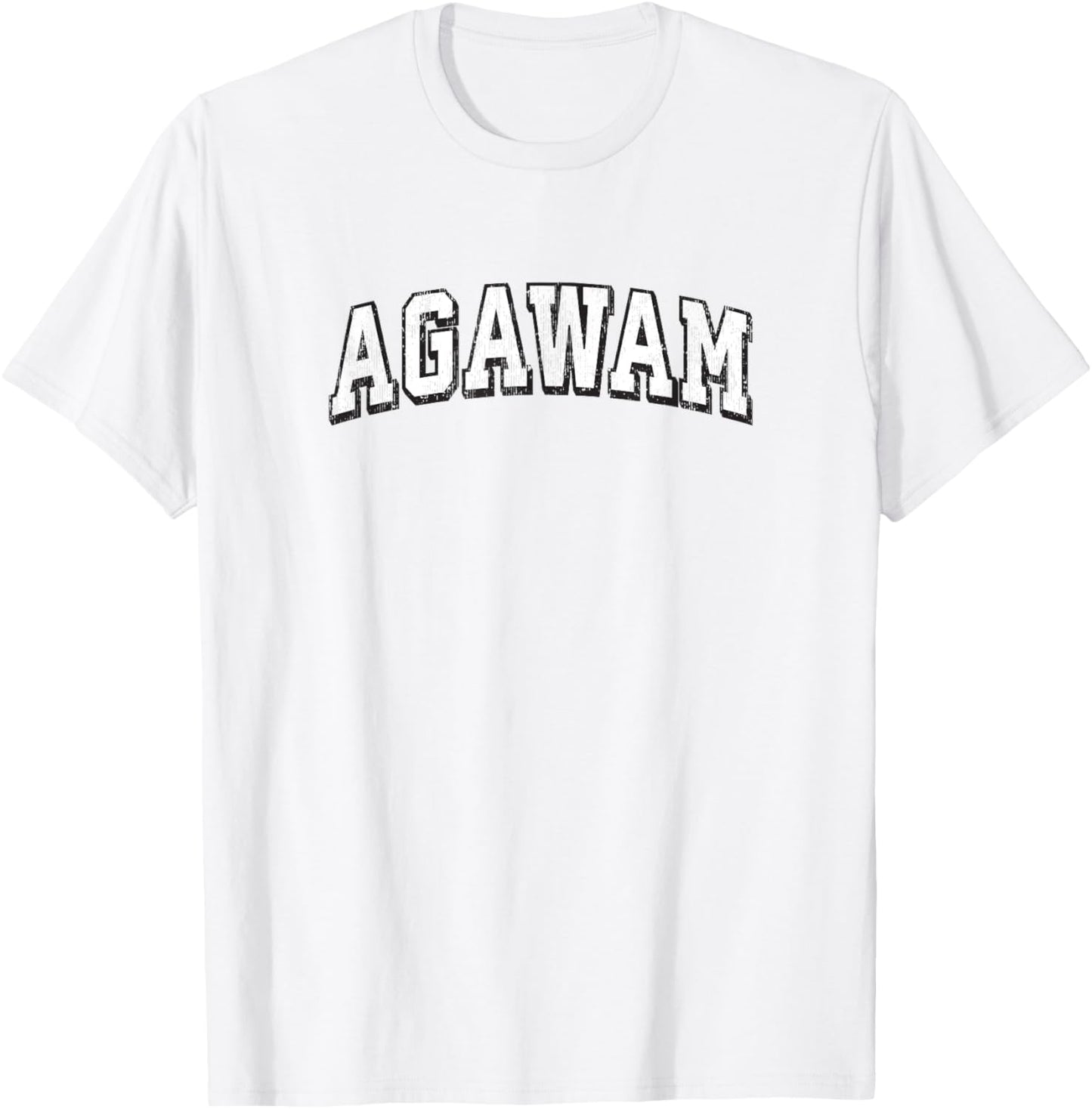 Agawam Massachusetts Vintage Athletic Sports B&W Print T-Shirt - T-Shirt | White