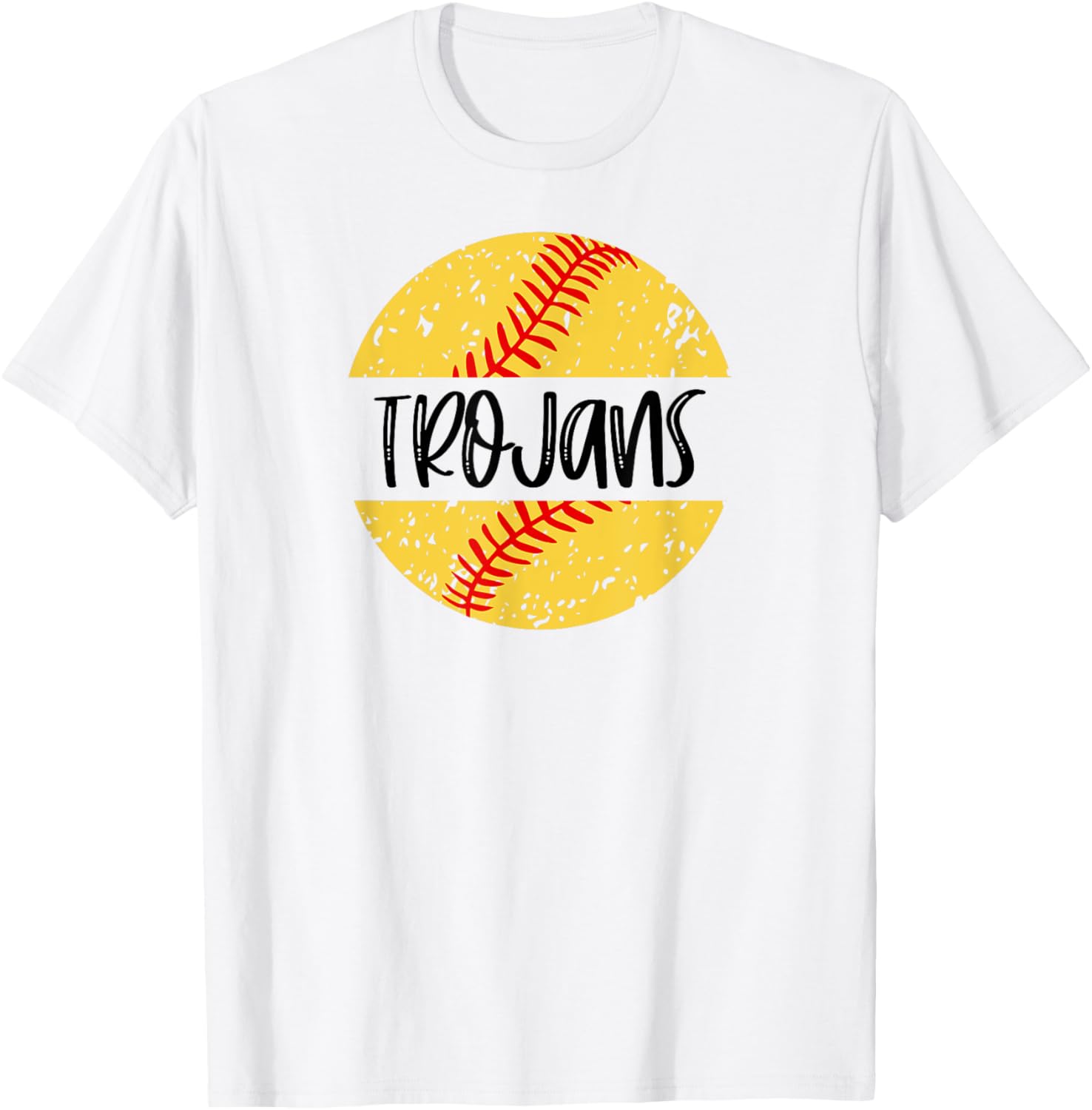 Trojans Softball Team Mascot School Spirit Game Day T-Shirt - T-Shirt | White