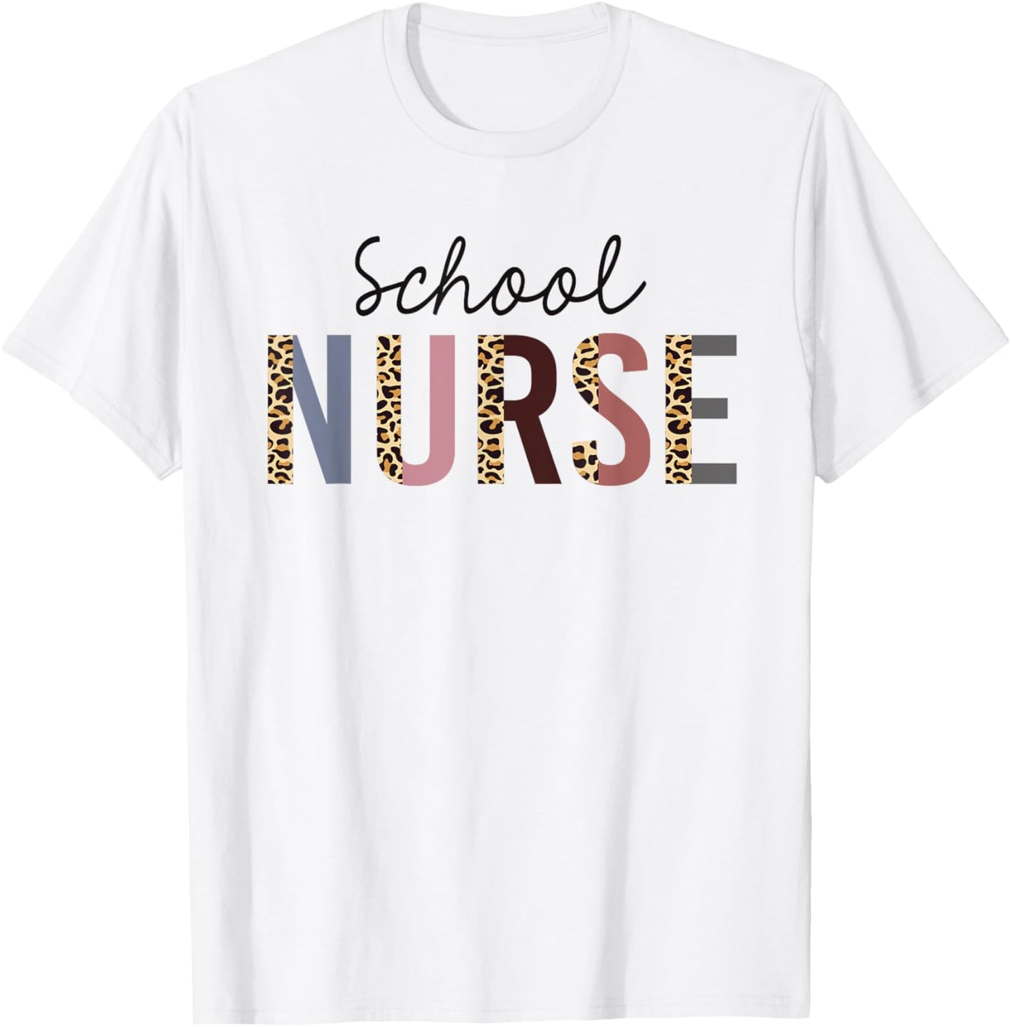School Nurse Leopard Print Nursing Back to School Women Cute T-Shirt - T-Shirt | White