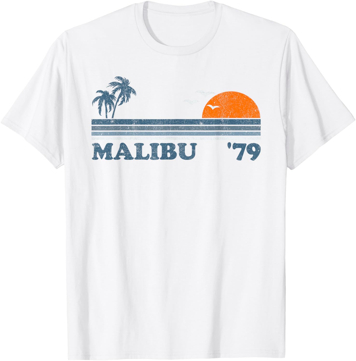 Vintage Malibu California Beach Retro Sun Surfing 70's Gift T-Shirt - T-Shirt | White