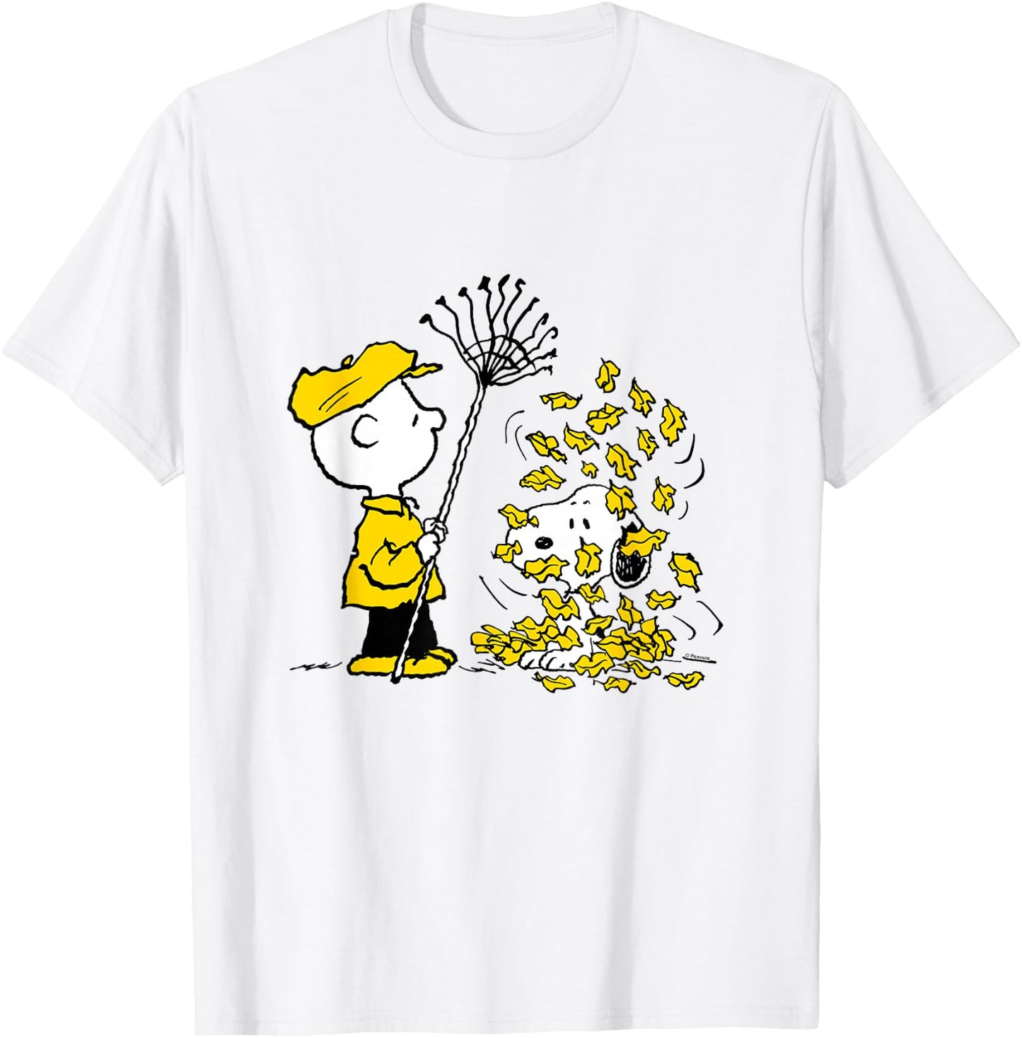 Peanuts - Charlie Brown Snoopy Fall Leaves T-Shirt - T-Shirt | White