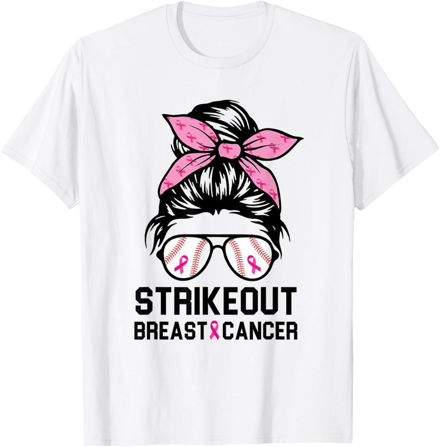 Strike Out Breast Cancer Awareness Baseball Mom Women T-Shirt - T-Shirt | White
