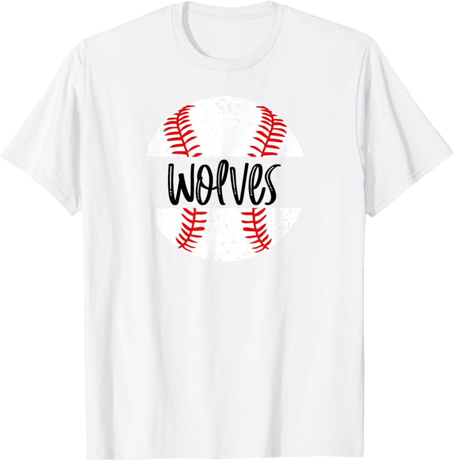 Wolves Baseball Team Mascot School Spirit Game Day T-Shirt - T-Shirt | White