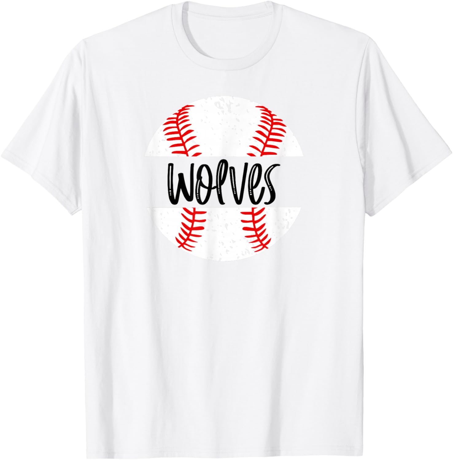 Wolves Baseball Team Mascot School Spirit Game Day T-Shirt - T-Shirt | White