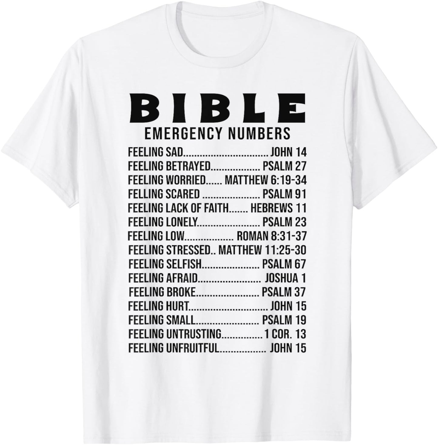 Bible Emergency Numbers Scripture Quotes Men Women T-Shirt - T-Shirt | White
