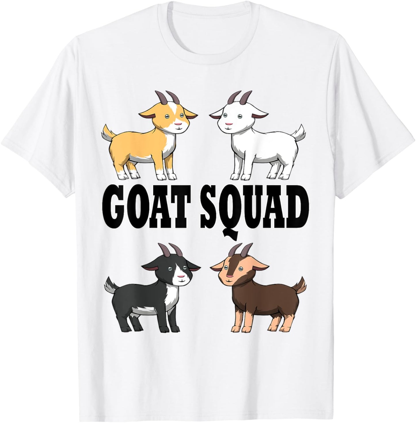 Smiling Goats Ironic Farm Animals T-Shirt - T-Shirt | White