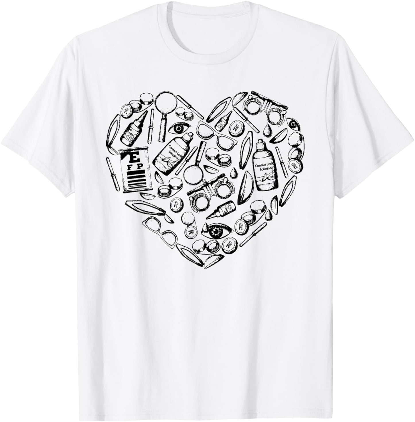 Optometry Symbols Heart, Eyeglasses Spectacles, Optician Lif T-Shirt - T-Shirt | White