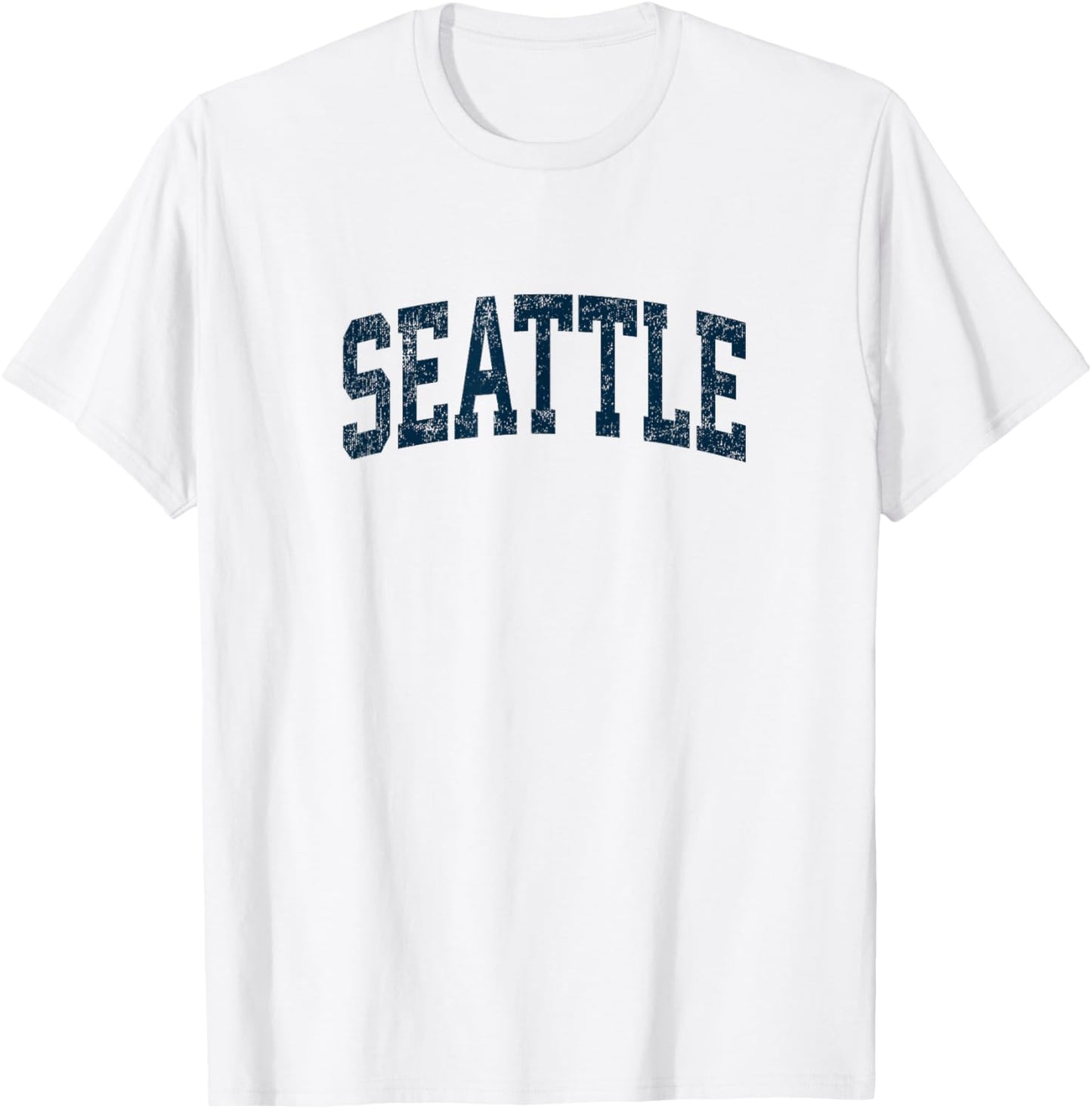 Seattle Washington WA Vintage Athletic Sports Navy Design T-Shirt - T-Shirt | White
