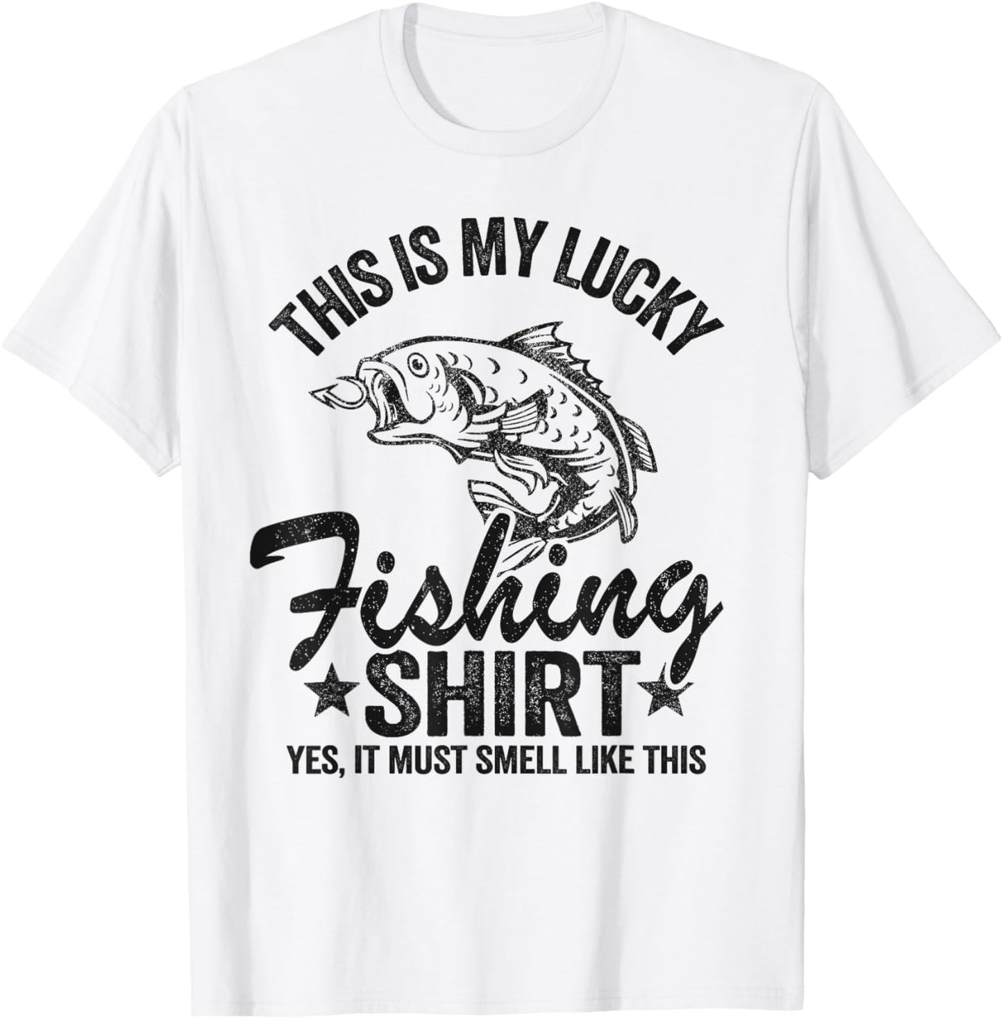 Bass Fishing Jokes Humor Fisherman This Is My Lucky Fishing T-Shirt - T-Shirt | White