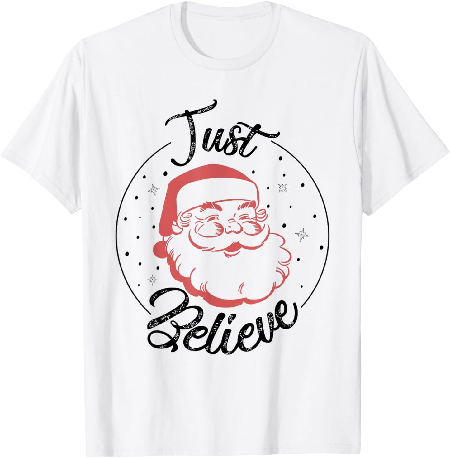 Just Believe Vintage Santa T-Shirt - T-Shirt | White