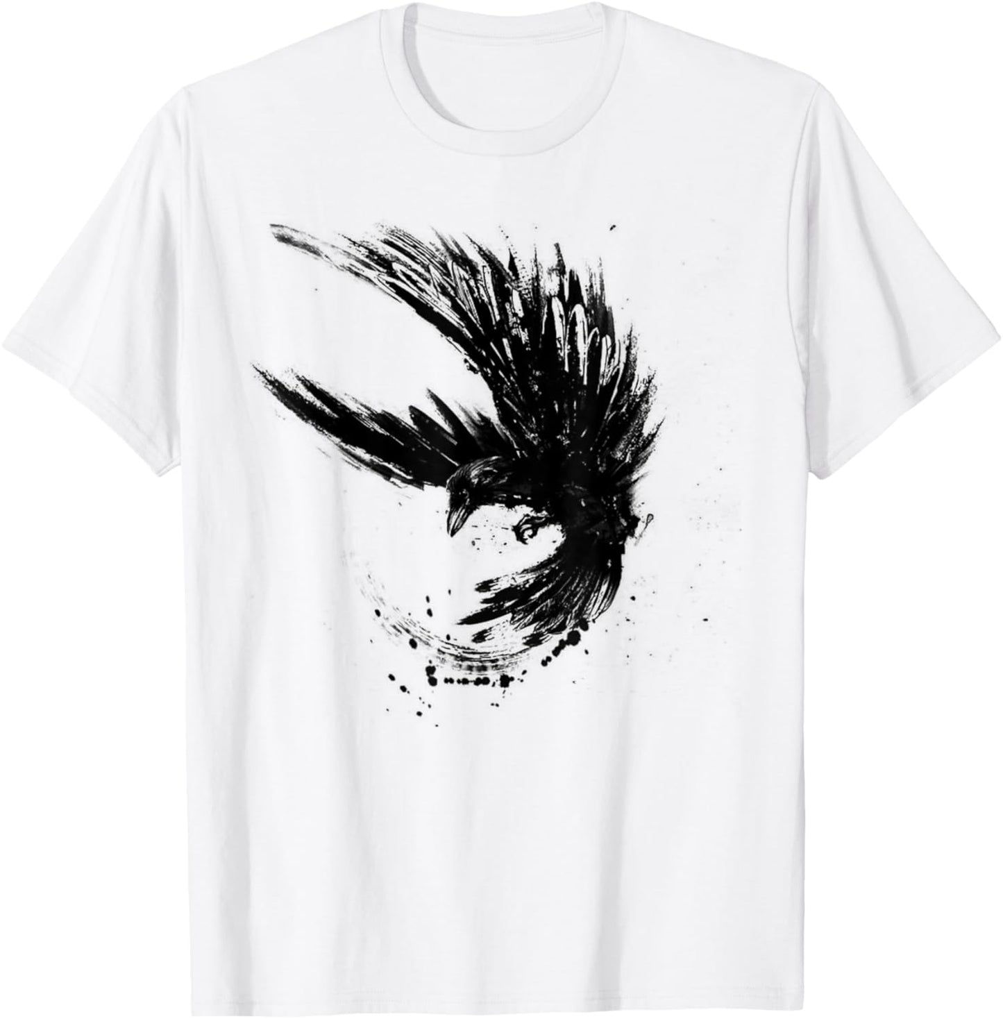 Raven , Crow Raabe Motif, Women's Men's Black T-Shirt - T-Shirt | White