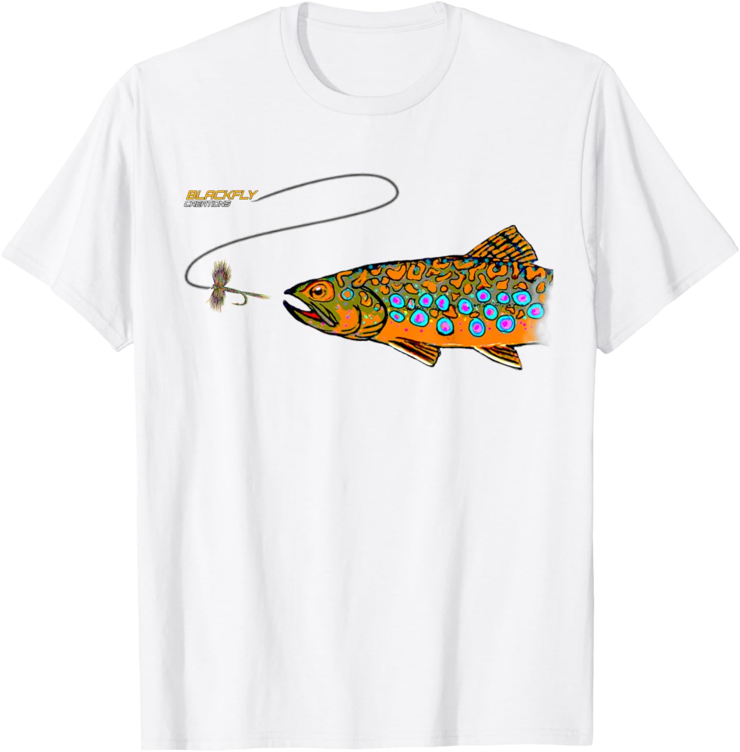 Brook Trout Fly Fishing Shirts Gifts by Black Fly T-Shirt - T-Shirt | White