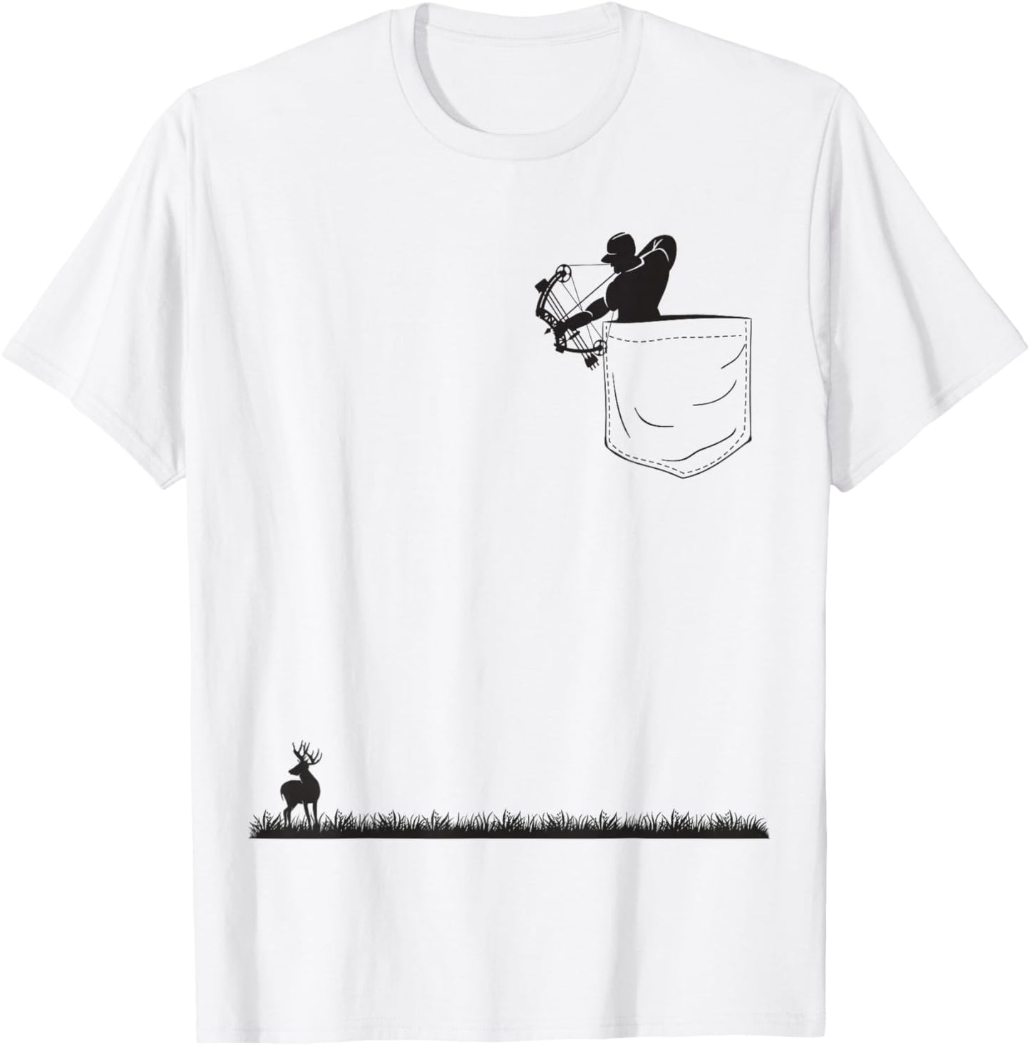 Bowhunt Shirt | Archer Deer Hunter Pocket Bowhunt T-Shirt - T-Shirt | White